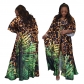 Women's Lace Up Belt Leaves Leopard Print Cardigan Plus Size Dress Y10116