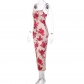 rose print suspender dress women's floral temperament long dress D258760W