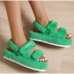 One word thick bottom fur sandals shoes women's embossed cotton slippers large size towel sandals DH098
