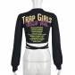 Women's Sexy Fashion Crop Navel Print Tie-Up Long Sleeve T-Shirt 7344TG