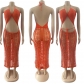 Women's Long Fringed Stretch Side Slit Beach Dress AJ4363