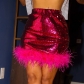 Sexy package hip skirt sequined feather skirt D22SK347