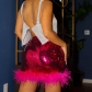Sexy package hip skirt sequined feather skirt D22SK347
