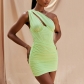 One Shoulder Dress Fashion Design Hot Girl Skinny Backless Short Skirt FD9152