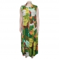 Plus Size Women's Casual Map Print Sleeveless Lapel Shirt Dress P6009