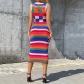 Fashion Sleeveless Contrast Plaid Long Slim Fit Hip Knit Dress W22D19706