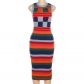Fashion Sleeveless Contrast Plaid Long Slim Fit Hip Knit Dress W22D19706