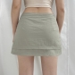 Basic Color Contrast Layered Pig Nose Button Drawstring Pocket Woven Skirt NW24807