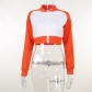 Print Colorblock Sports Casual Long Sleeve Shorts Set Fashion Women's Two Piece Set YJ22241