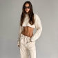 Fashion Round Neck Long Sleeve Cropped Navel Loose Sweater Cropped Top T269063
