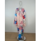 Women's Fashion Chinese Print Stage Dress Summer Long Sleeve Loose Sunscreen Cardigan Long Coat M3409