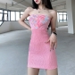 Women's word neck tube top fashion petal stitching slim hip dress K22D19292
