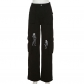 Fashion Street Shooting Straight High Waist Thin Solid Color Embroidered Casual Pants W22P20232