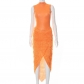 Fashion Solid Color Sleeveless Bodysuit Pine Fleece Skirt Set Y22ST312