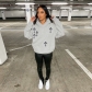 Women's Fashion Trend Embroidered Long Hooded Sweatshirt 7278TG