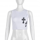 Sexy Embroidered Cross Tank Top 8799TD