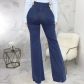 Trendy Patchwork Denim Stretch Slim Fit Flared Pants HSF2575-1