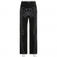Human bone print low-rise jeans dark style funny trousers P27214