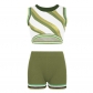 Women's Twill Panel Contrast Cropped Knit Tank Top Shorts Set of Two S25672