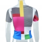 Street hipster half turtleneck women's short sleeve geometric print slim fit T-shirt XT153506