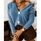 Solid Color Body Loose Metal Button Furry Cardigan Women's Top M2273