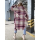 Straight Single Breasted Check Long Sleeve Shirt Plus Size Jacket OLN9630