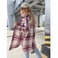 Straight Single Breasted Check Long Sleeve Shirt Plus Size Jacket OLN9630