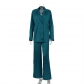 Fashion Casual Draped Satin Suit Trousers Two Piece Women's Clothing TZ10639T