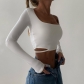 Waist Cutout Top Sexy Women's Short Slim Fit Long Sleeve Cropped Navel T-Shirt Bottoming Shirt YY22273