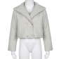 Solid color diamond loose large lapel cotton jacket shorts suit top LR24986