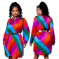 Fashion Sexy Pleated Rainbow Print Dress YF8093