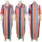 Women's Colorful Print Striped Button Pocket Dress YF8095