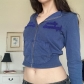 Street Retro Hot Girl Playful Hooded Pocket Cropped Sweatshirt LQWFC26347