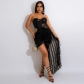 Sexy sleeveless bra, mesh splicing, Hip Wrap Skirt, Party Sequin dress CY900085