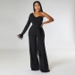 Fashion one shoulder long sleeve loose solid color Jumpsuit CY900120