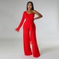 Fashion one shoulder long sleeve loose solid color Jumpsuit CY900120