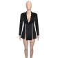 Fashion slit zipper long sleeve Lapel casual suit S390395