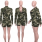Camouflage print casual Lapel work style long sleeve Jumpsuit S390398