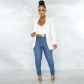 Solid Color Women's Ruffled Long Sleeve Blazer X5932