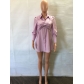 Fashion Sexy Solid Color Tie Shirt Style Mini Tunic Dress A3322