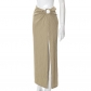 Solid Color Casual Circle Slit High Waist Slim Long Skirt H22SK143