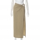 Solid Color Casual Circle Slit High Waist Slim Long Skirt H22SK143