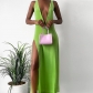 Fashion Deep V Neck Sleeveless High Waist Slit Dress Q22DS395