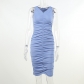 Gathered figure tank dress sleeveless tube top knitted skinny dress CC22274