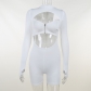 Zip Vest Cutout High Neck Long Sleeve Bodysuit Sports Slim Shorts Set JY22328