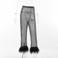 Wool capillary glitter trousers ladies loose straight trousers YJ22286