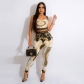 Cropped Navel Slim Camisole Pants Two-Piece Nightclub Suit A7288