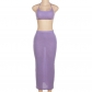 Sexy Cutout Knit Camisole High Waist Show Hips Long Skirt Set K22S20262