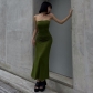 Fashionable word neck tube top solid color slim sexy fishtail dress X22DS481