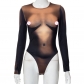 Round Neck Long Sleeve Sexy Body Print Long Bodysuit Y22BS291